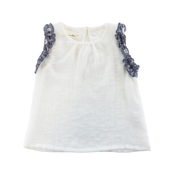 S80 62280-T WHITE Contrast Floral Trims Top: WHITE / 2-2-2;4-5-6