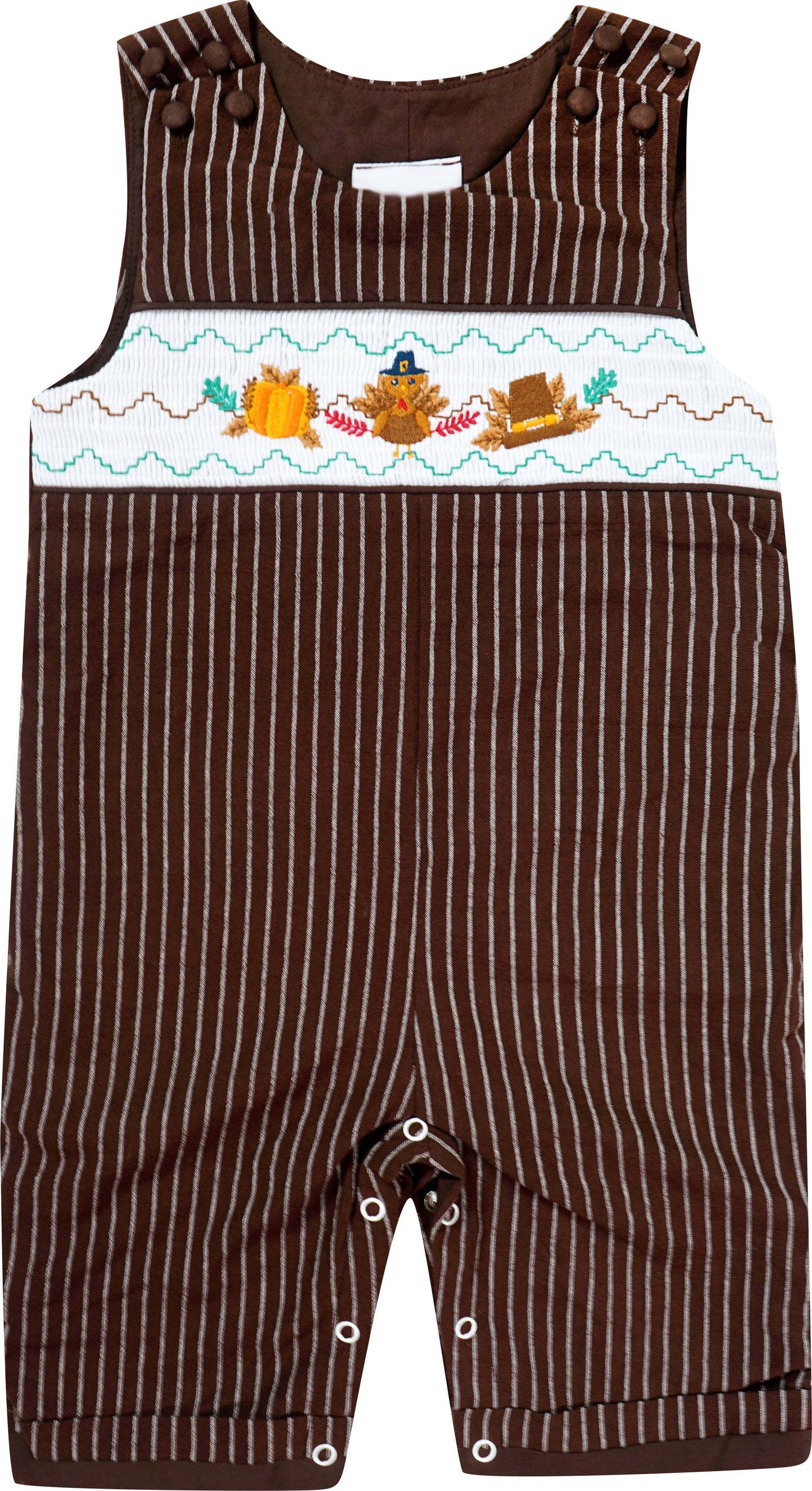 Baby Boys Thanksgiving Turkey Smocked Longall Romper: 0 - 3 MOnths