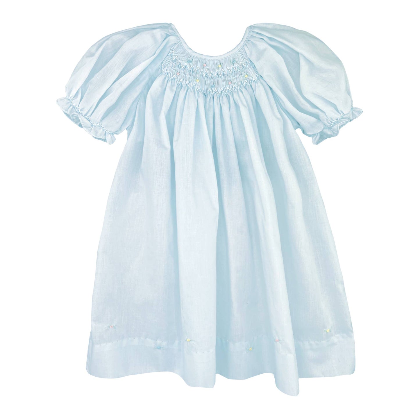 Daygown with Raglan Sleeves and Embroidered Hem: 6 Month / Pink