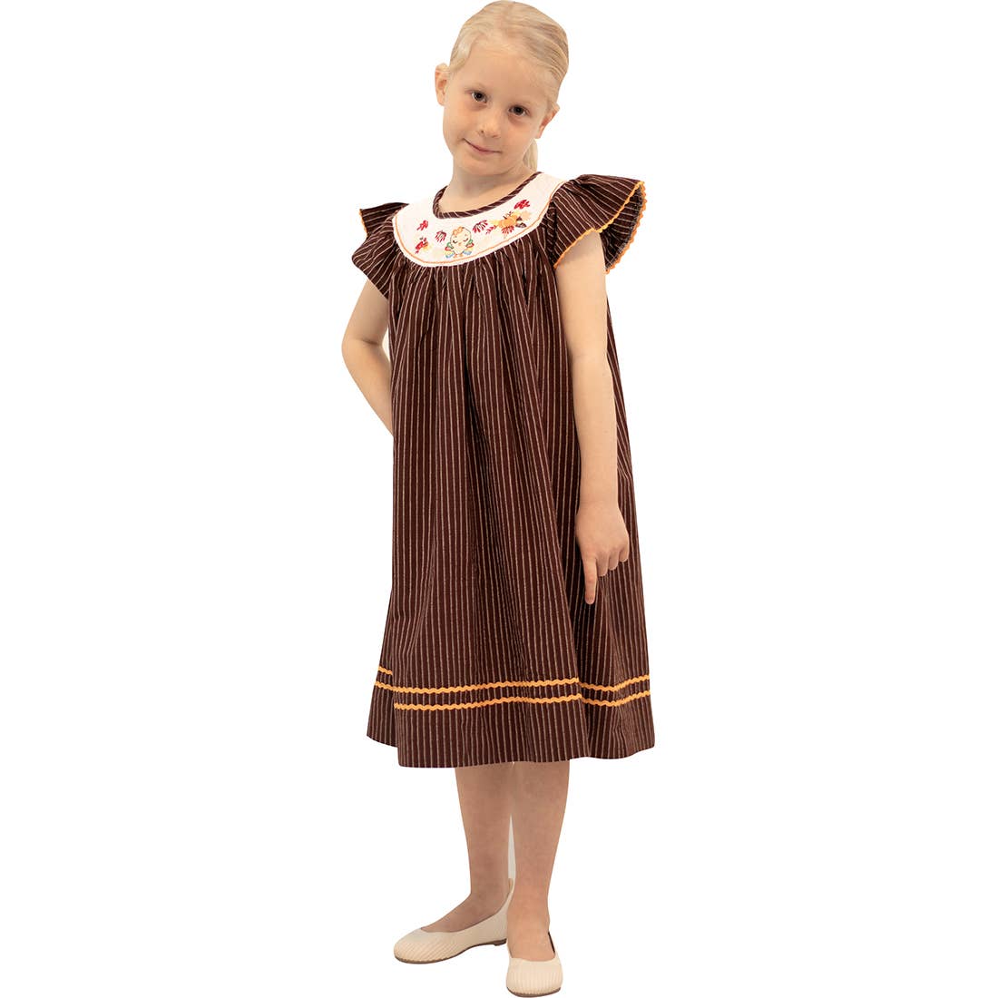 Baby Girl Thanksgiving Turkey Machine Smocked Dress: 7 - 8 Years
