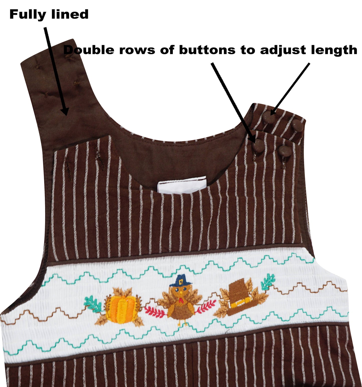Baby Boys Thanksgiving Turkey Smocked Longall Romper: 0 - 3 MOnths