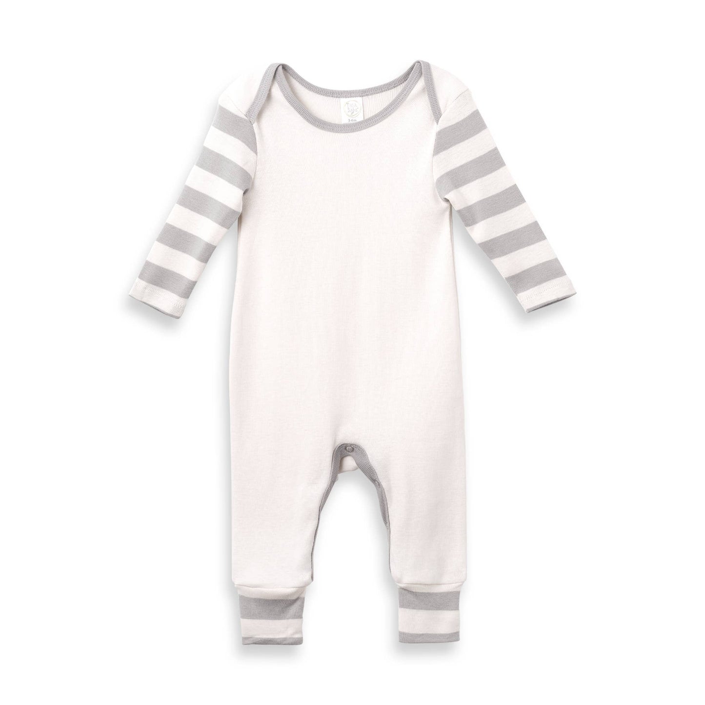 Baby Boy's Stripe Sleeves Cotton Romper: Blue Stripes / NB