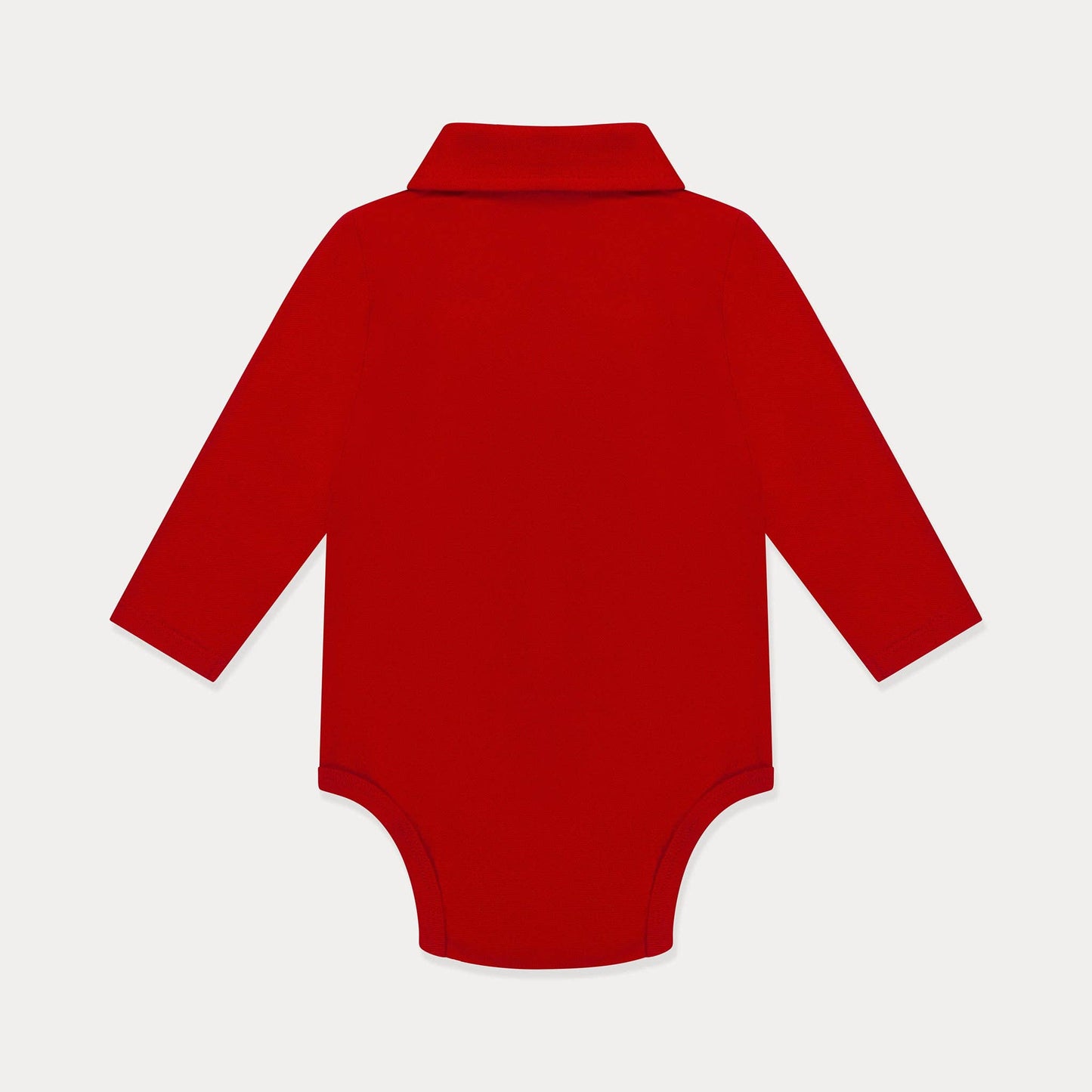 Baby Polo Shirt, Baby Polo Bodysuit, Cotton Long Sleeve: Lava Red / 3-6M