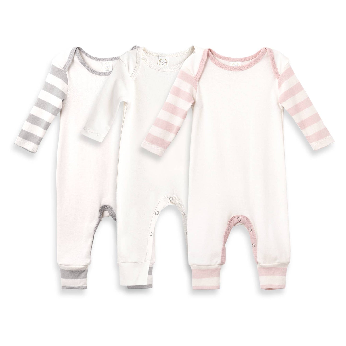 Baby Girl's Cotton Rompers: Pink Stripes / 0-3