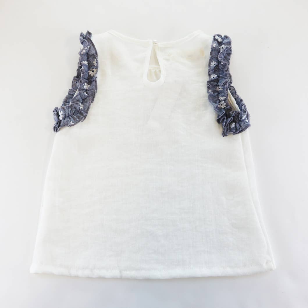 S80 62280-T WHITE Contrast Floral Trims Top: WHITE / 2-2-2;4-5-6