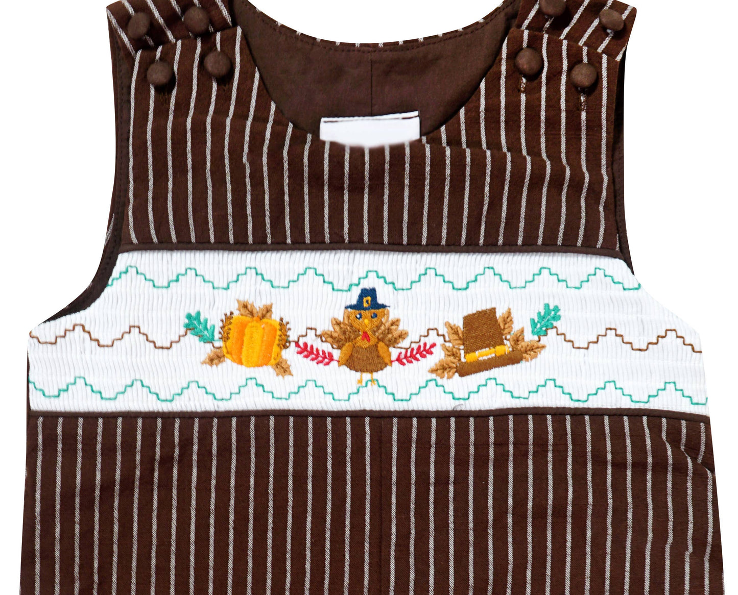 Baby Boys Thanksgiving Turkey Smocked Longall Romper: 0 - 3 MOnths