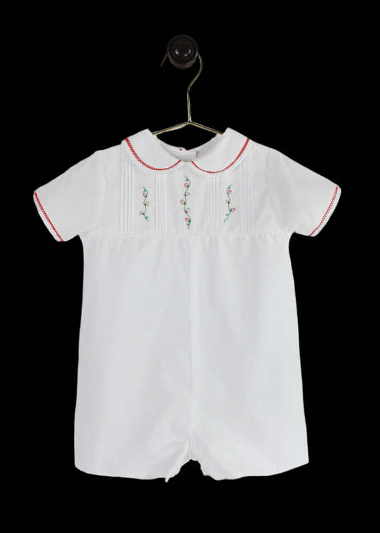 Christmas Light Embroidered Romper: 12 Month