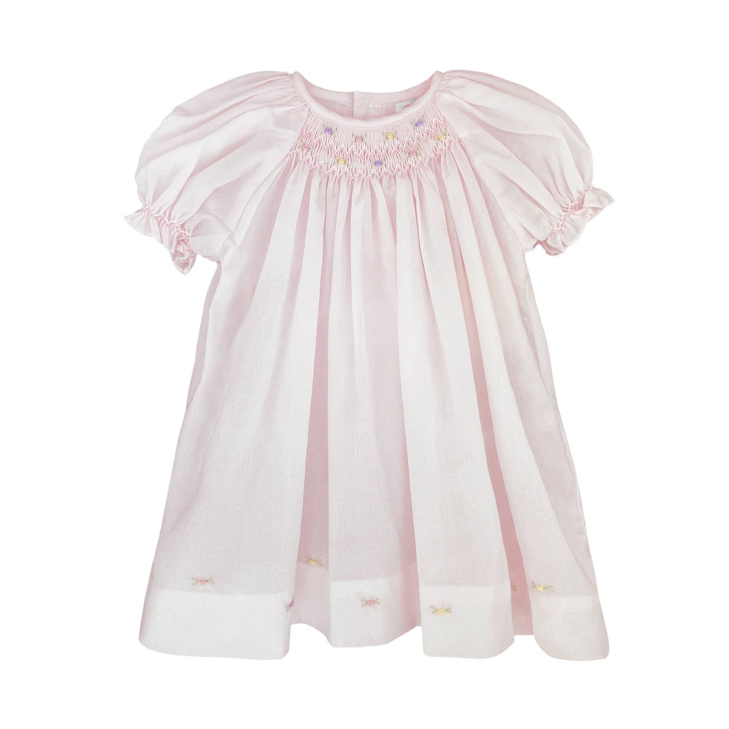 Daygown with Raglan Sleeves and Embroidered Hem: Preemie / Pink