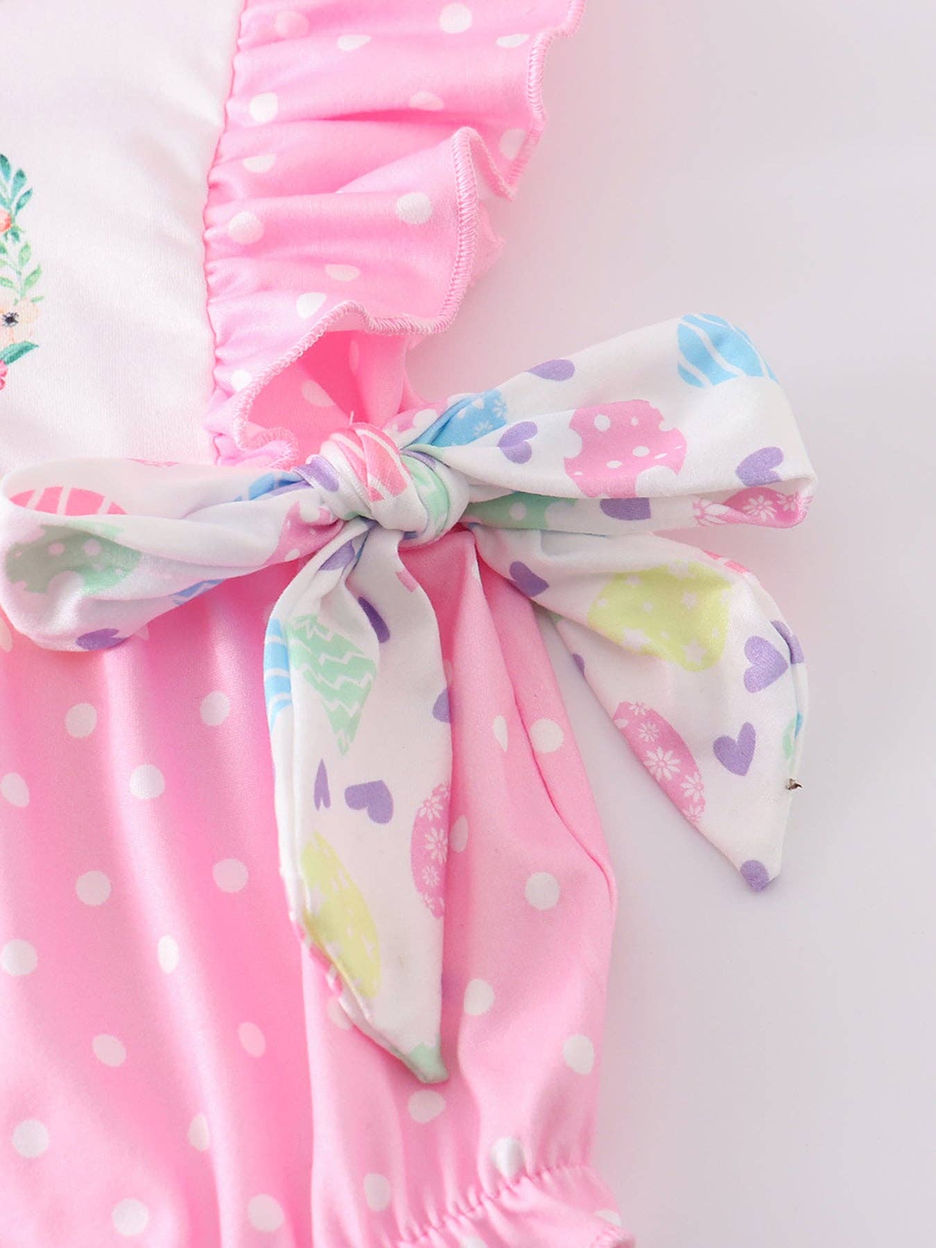 Easter Pink Rabbit Ruffle Baby Romper: 3M