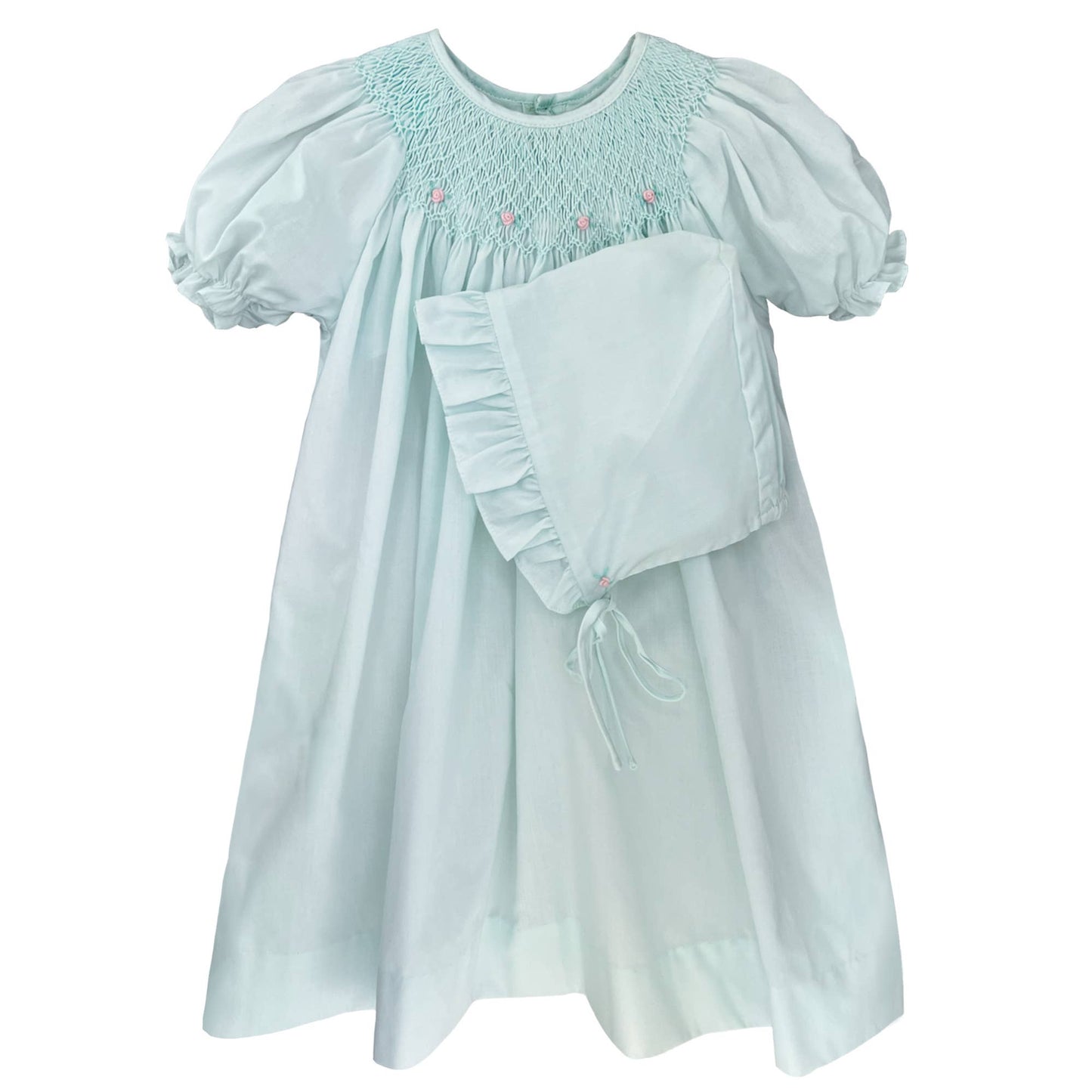 Smocked Daygown with Raglan Embroidery: Newborn / Pink