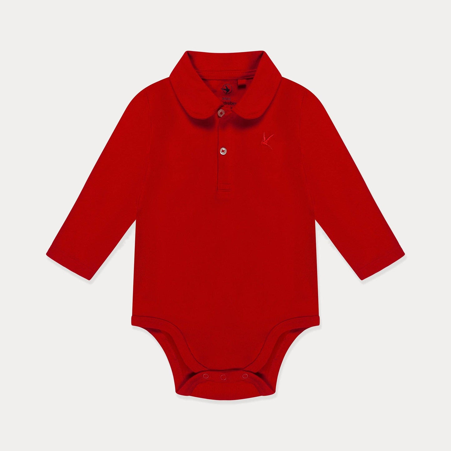 Baby Polo Shirt, Baby Polo Bodysuit, Cotton Long Sleeve: Lava Red / 3-6M