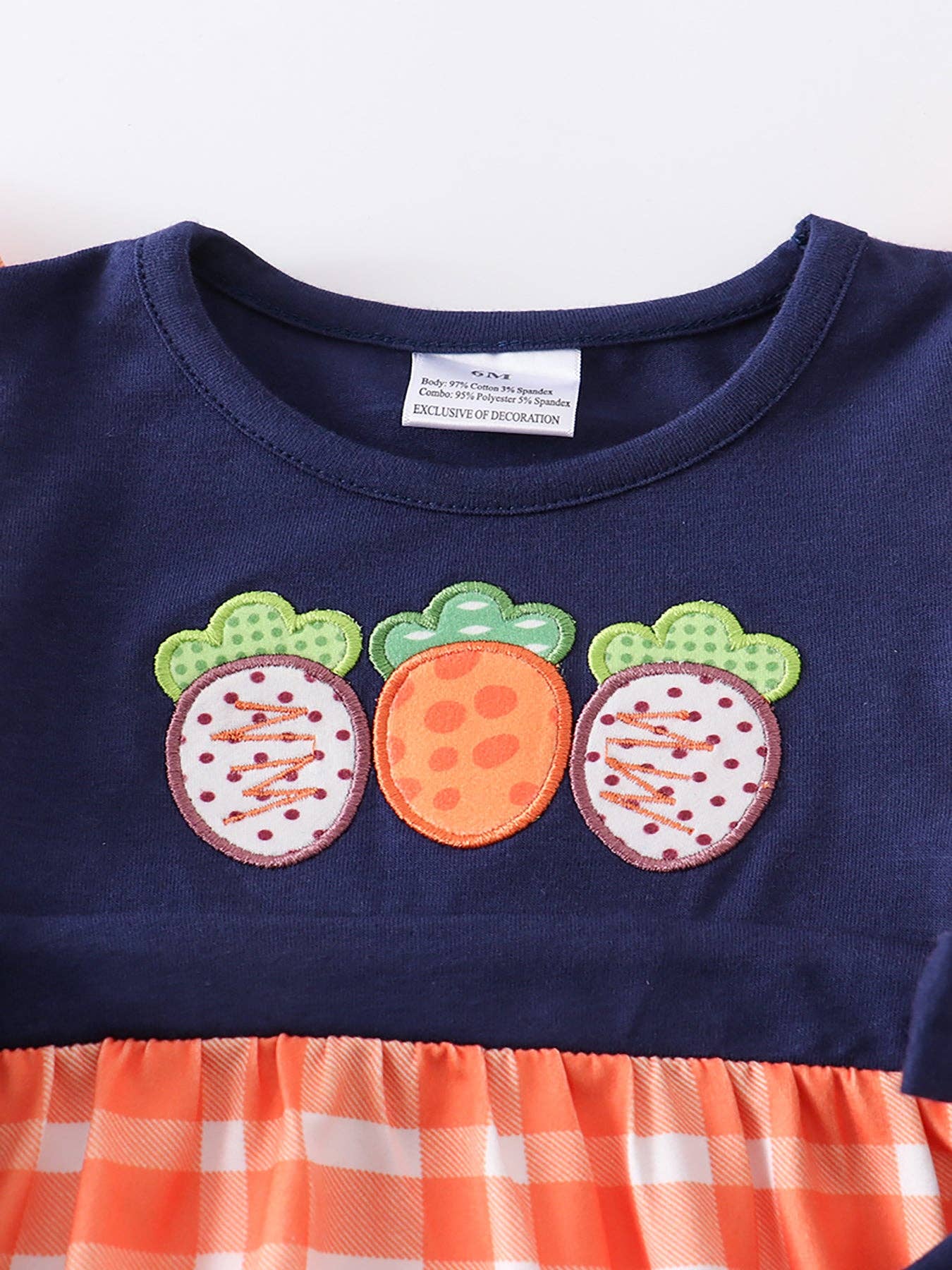 Easter Carrot Applique Ruffle Baby Romper: 6M