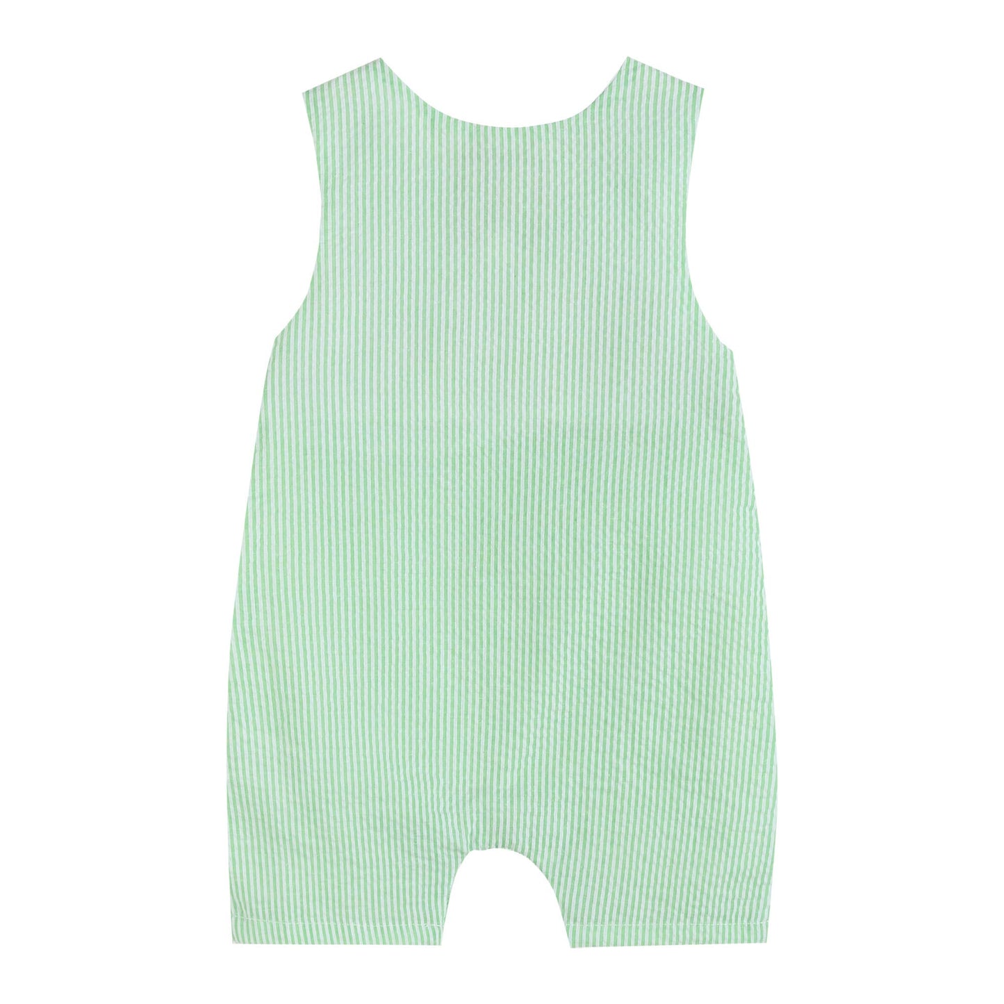 Green and Purple Mardi Gras Smocked Baby Shortalls: 18-24M