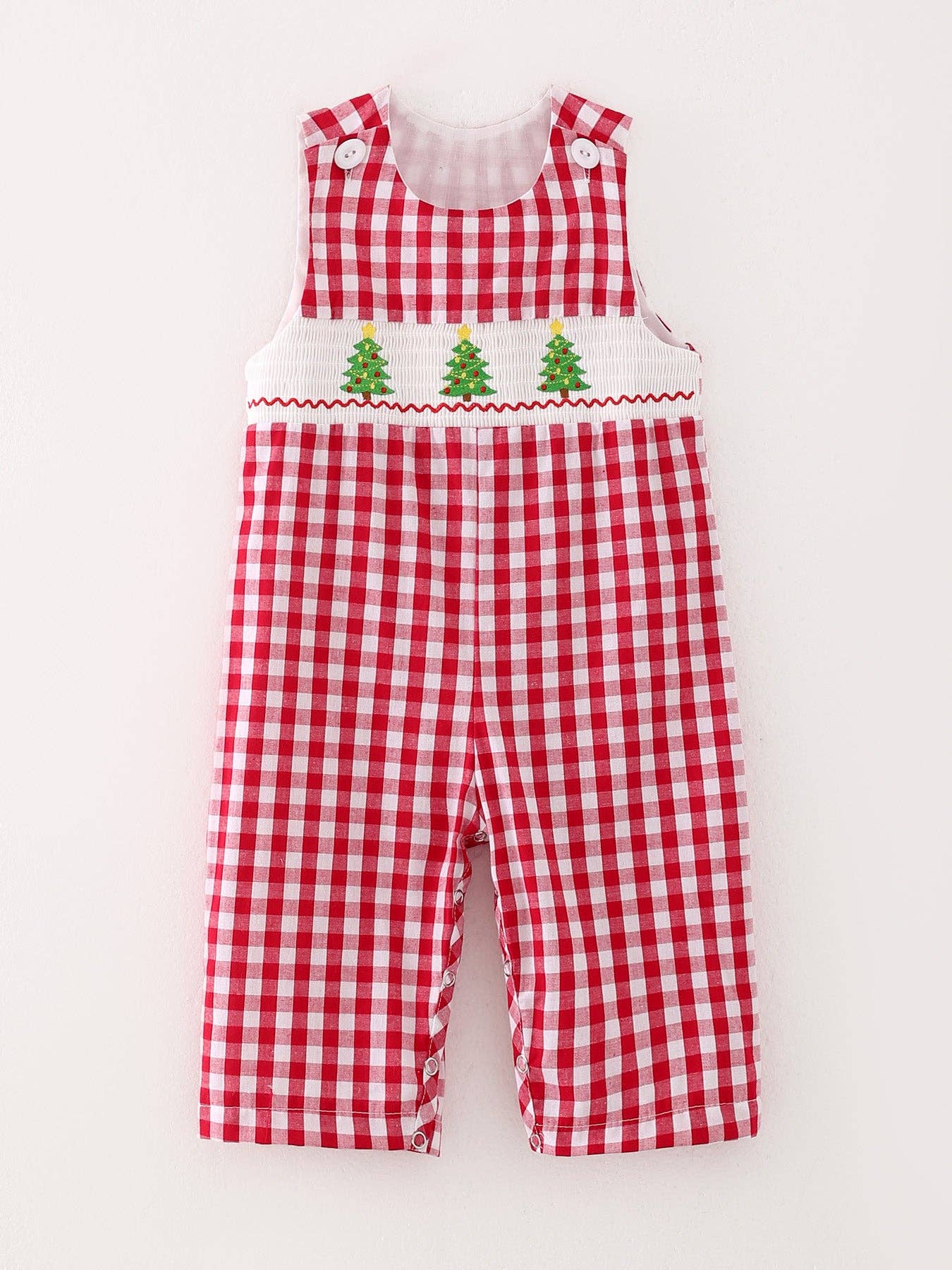 Christmas Tree Smocking Embroidered Boys Romper: 3M