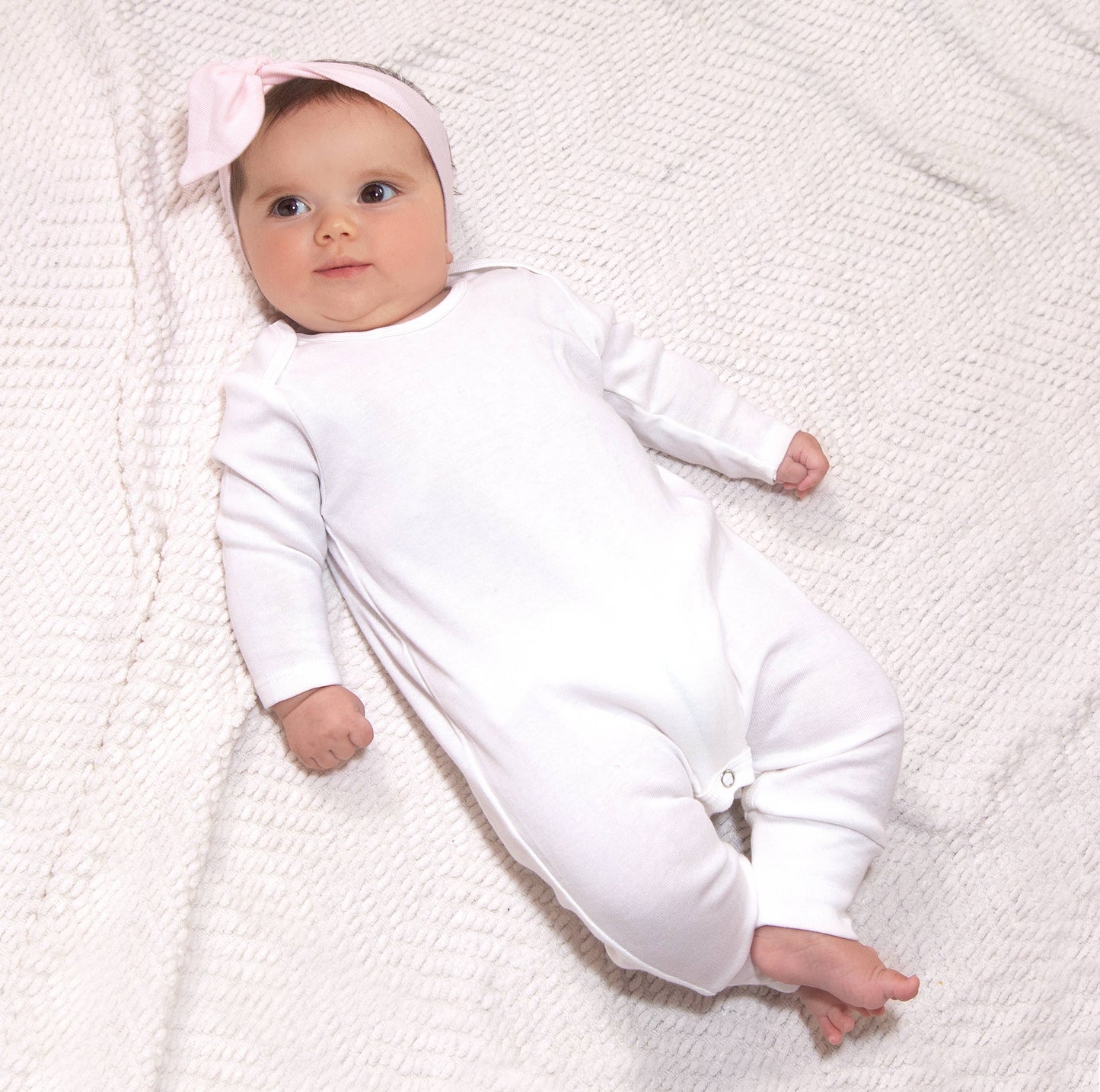 Baby's Ivory & Pink Cotton Romper: Blush / 0-3