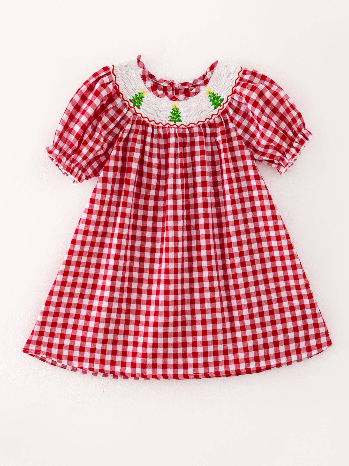 Christmas Tree Smocking Embroidered Girls Dress: 3