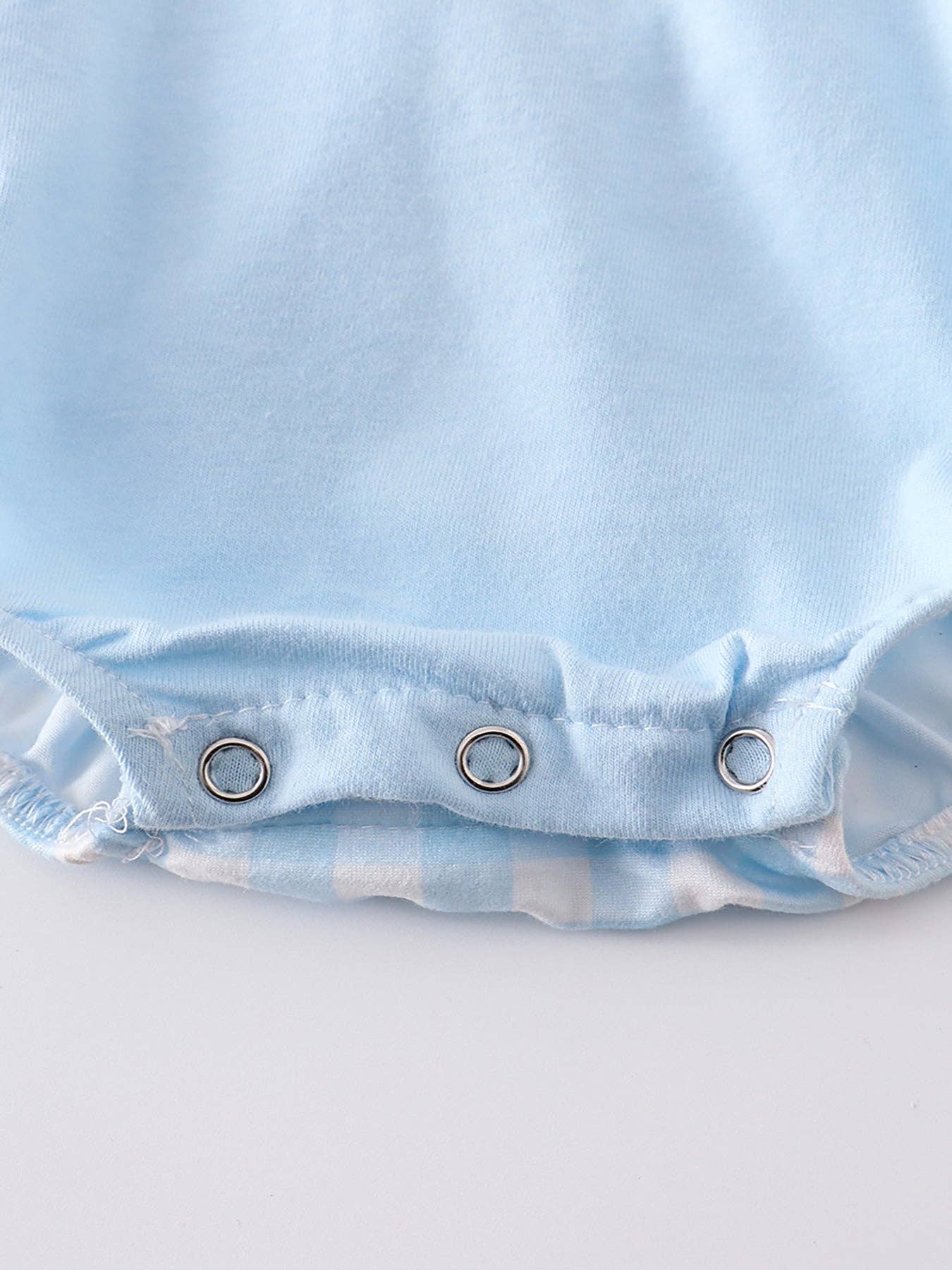 Blue Stripe Rabbit Applique Boy Romper: 18M