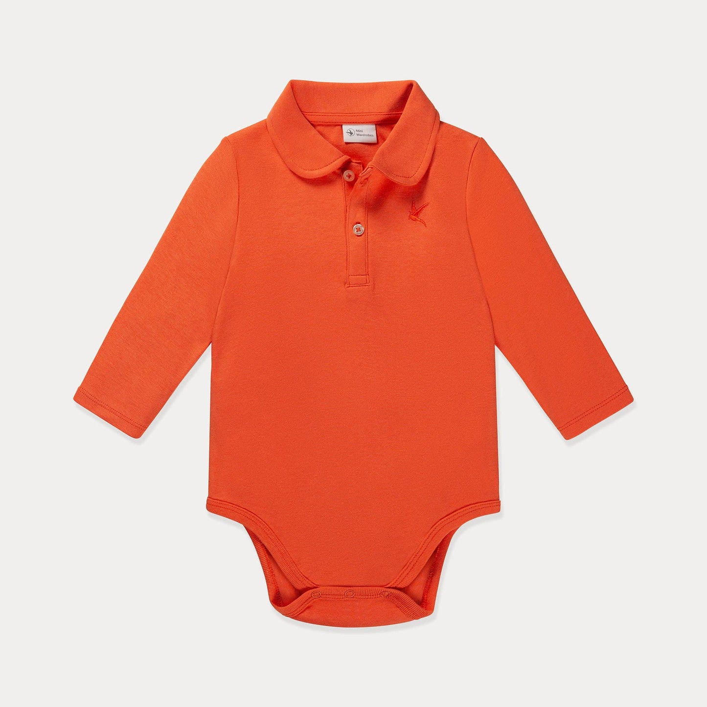 Baby Polo Shirt, Baby Polo Bodysuit, Cotton Long Sleeve: Lava Red / 3-6M