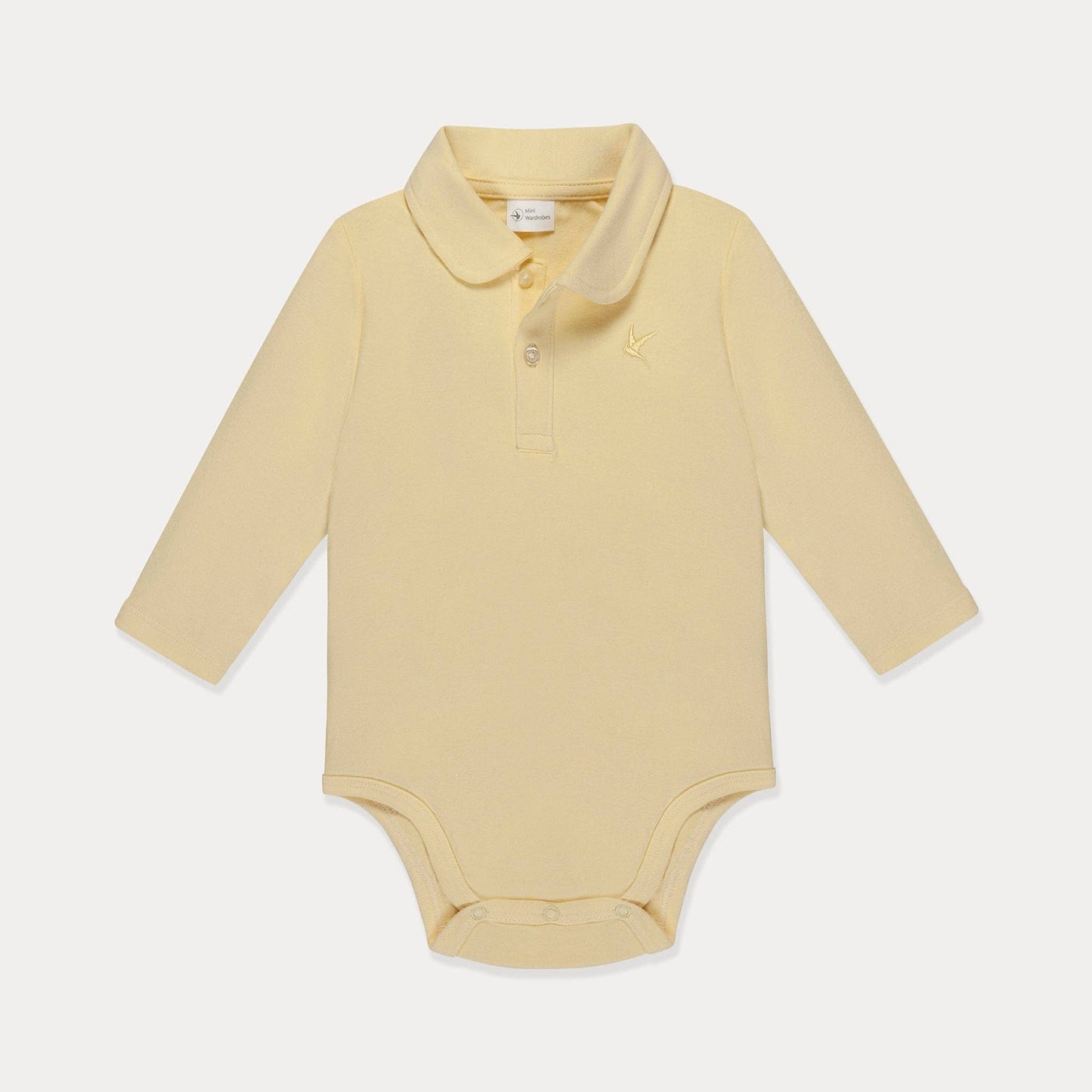 Baby Polo Shirt, Baby Polo Bodysuit, Cotton Long Sleeve: French Vanilla Yellow / 6-12M