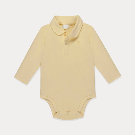 Baby Polo Shirt, Baby Polo Bodysuit, Cotton Long Sleeve: French Vanilla Yellow / 12-18M