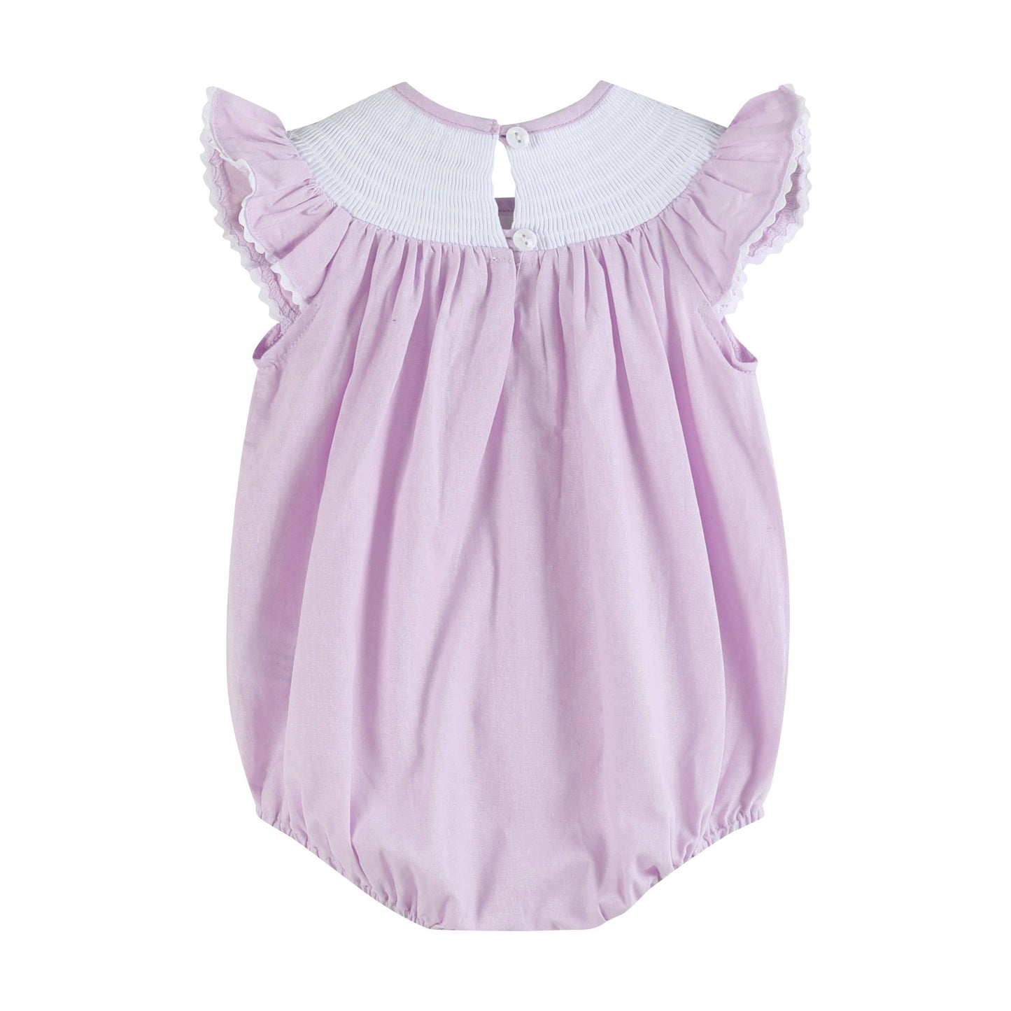 Purple Fairy Castle Smocked Flutter Romper: 6-12M