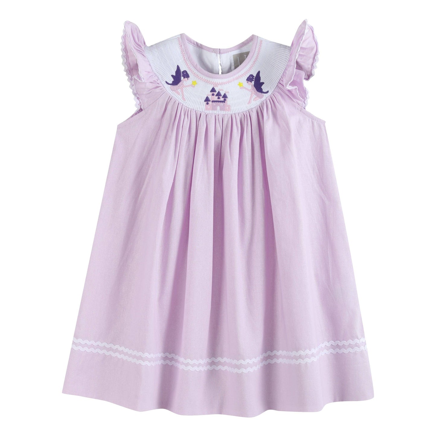 Purple Fairy Castle Smocked Bishop Dress: 6Y