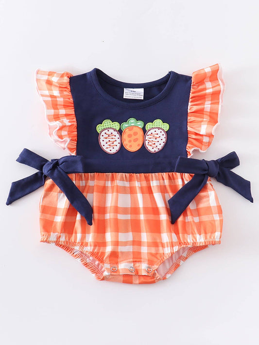 Easter Carrot Applique Ruffle Baby Romper: 18M