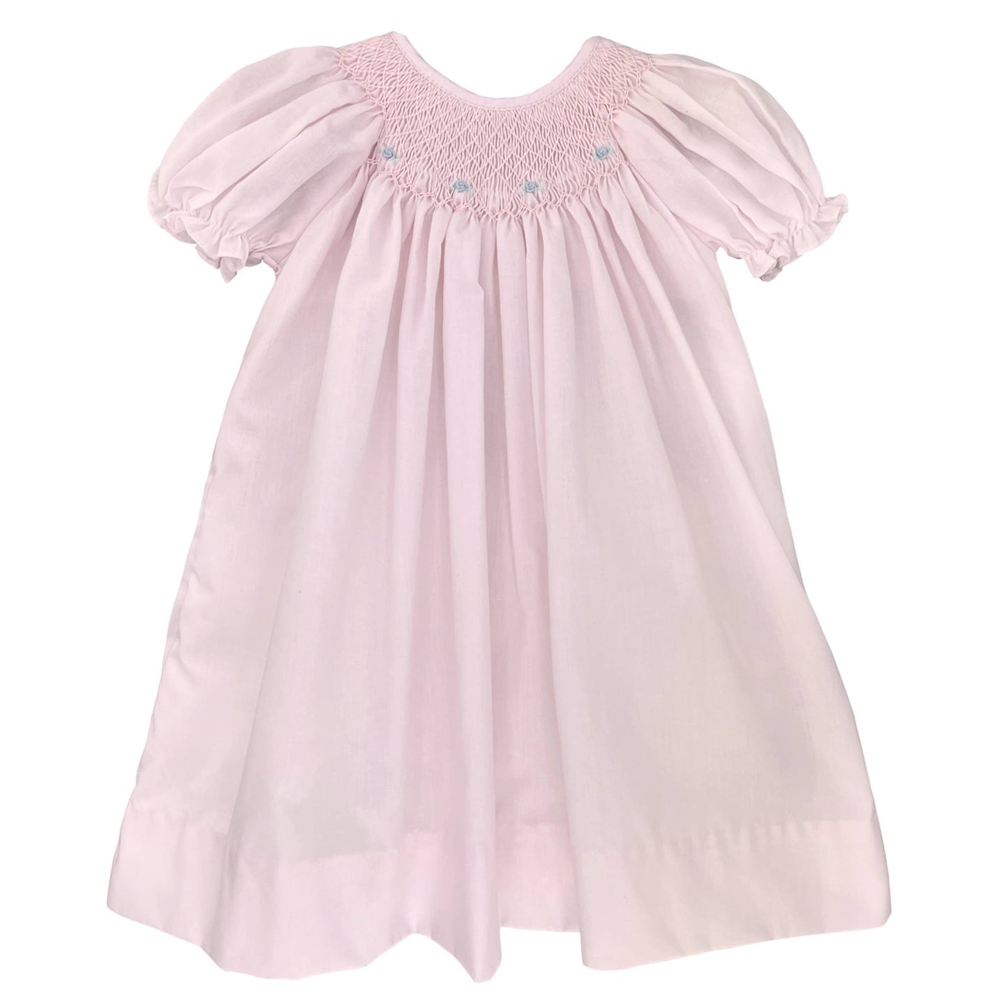 Smocked Daygown with Raglan Embroidery: Newborn / Pink