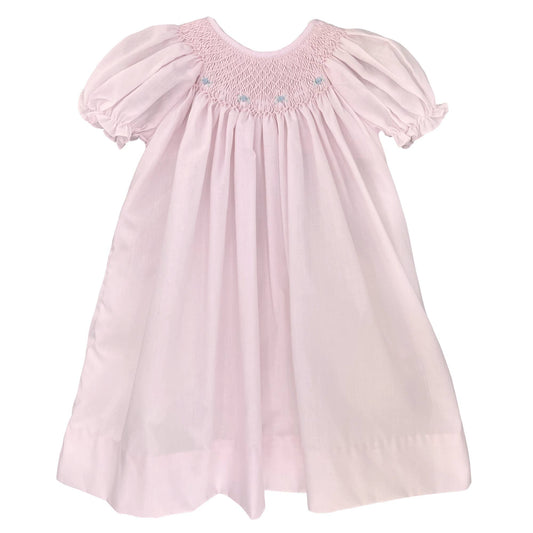 Smocked Daygown with Raglan Embroidery: 6 Month / Pink