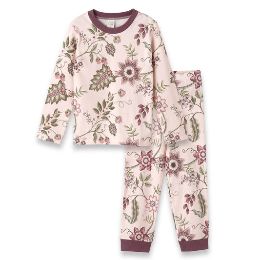 Girl's Floral Stitchery Bamboo Pajama Set: 18-24M