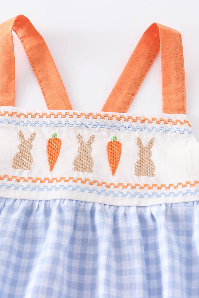 Blue Plaid Easter Rabbit Applique Boy Romper: 18M