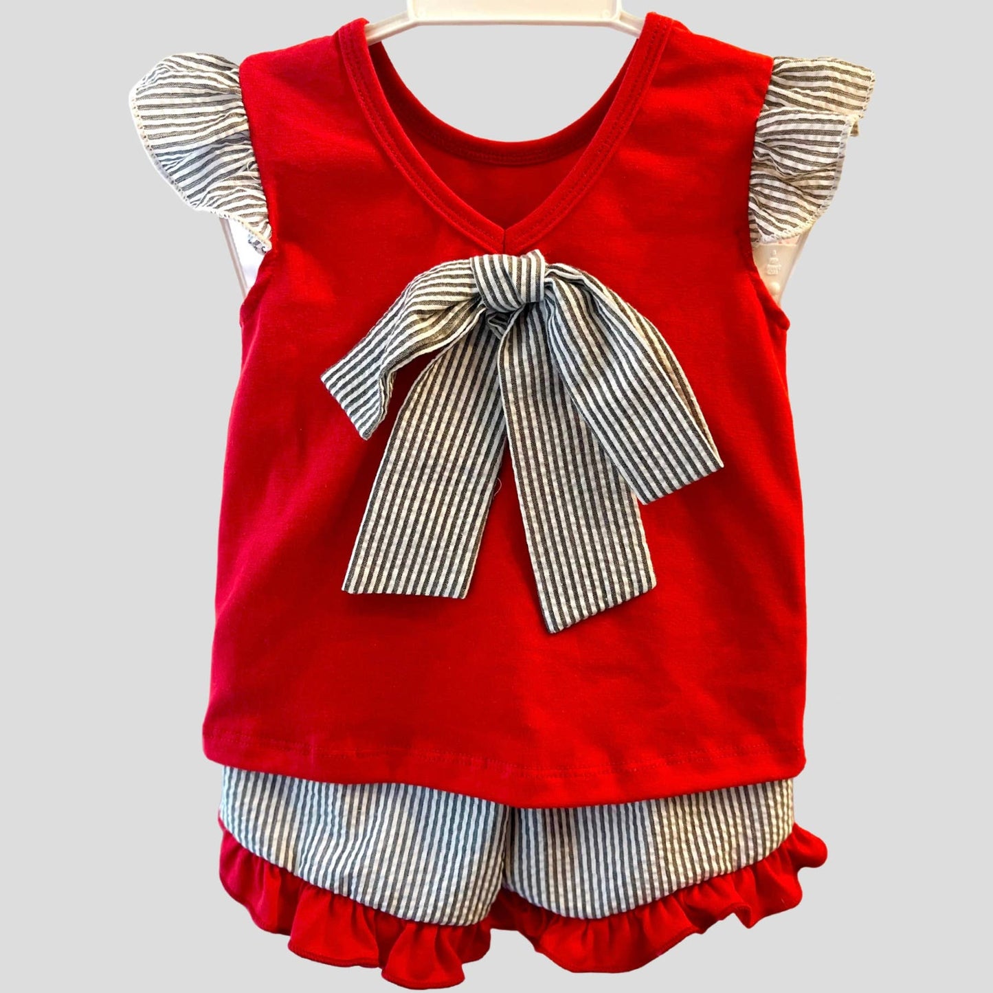 Collegiate Embroidered Seersucker Girl Short Set - Hog: 3-6m