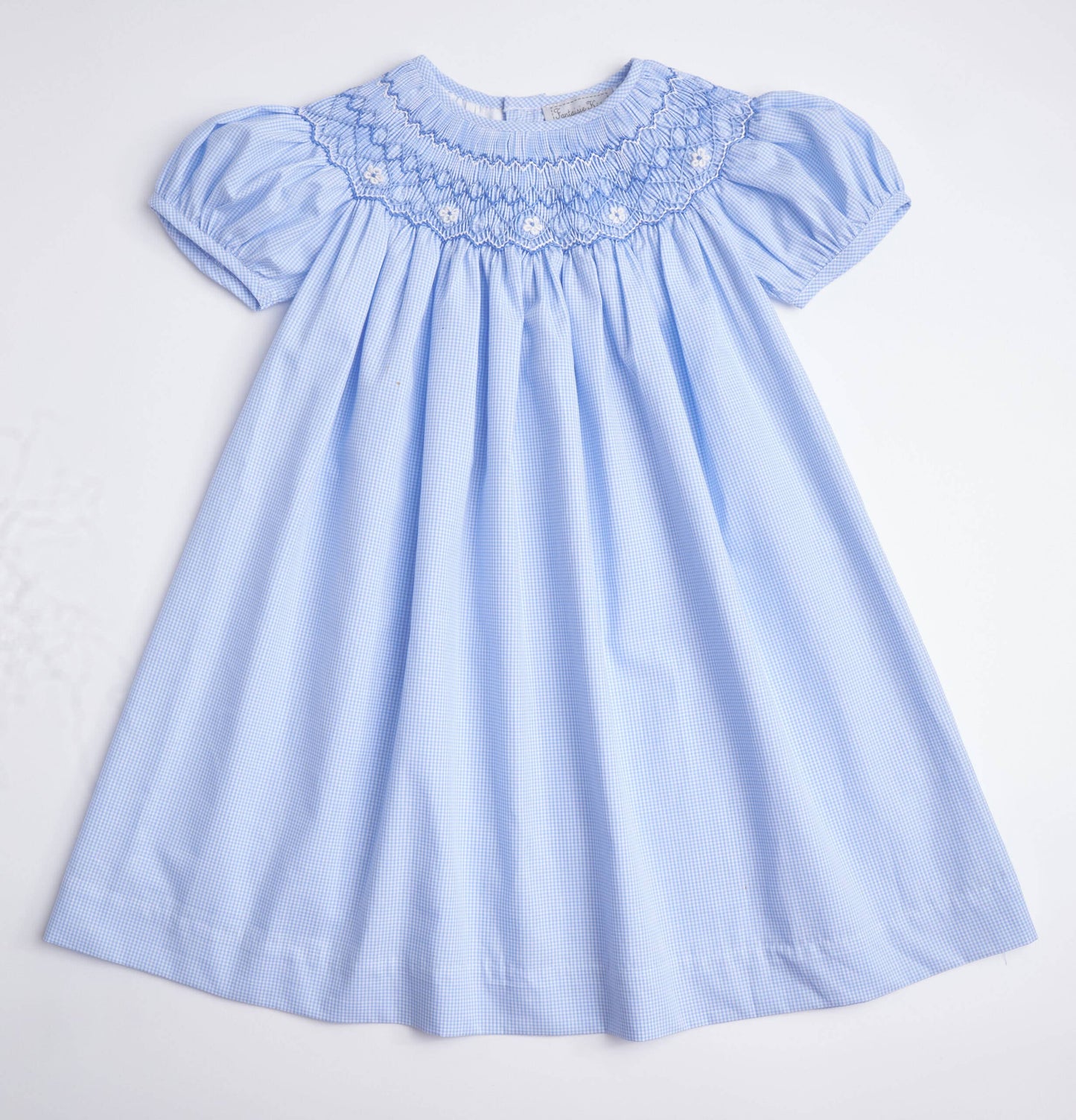 Blue Gingham Smocked Dress + Bloomer: 6