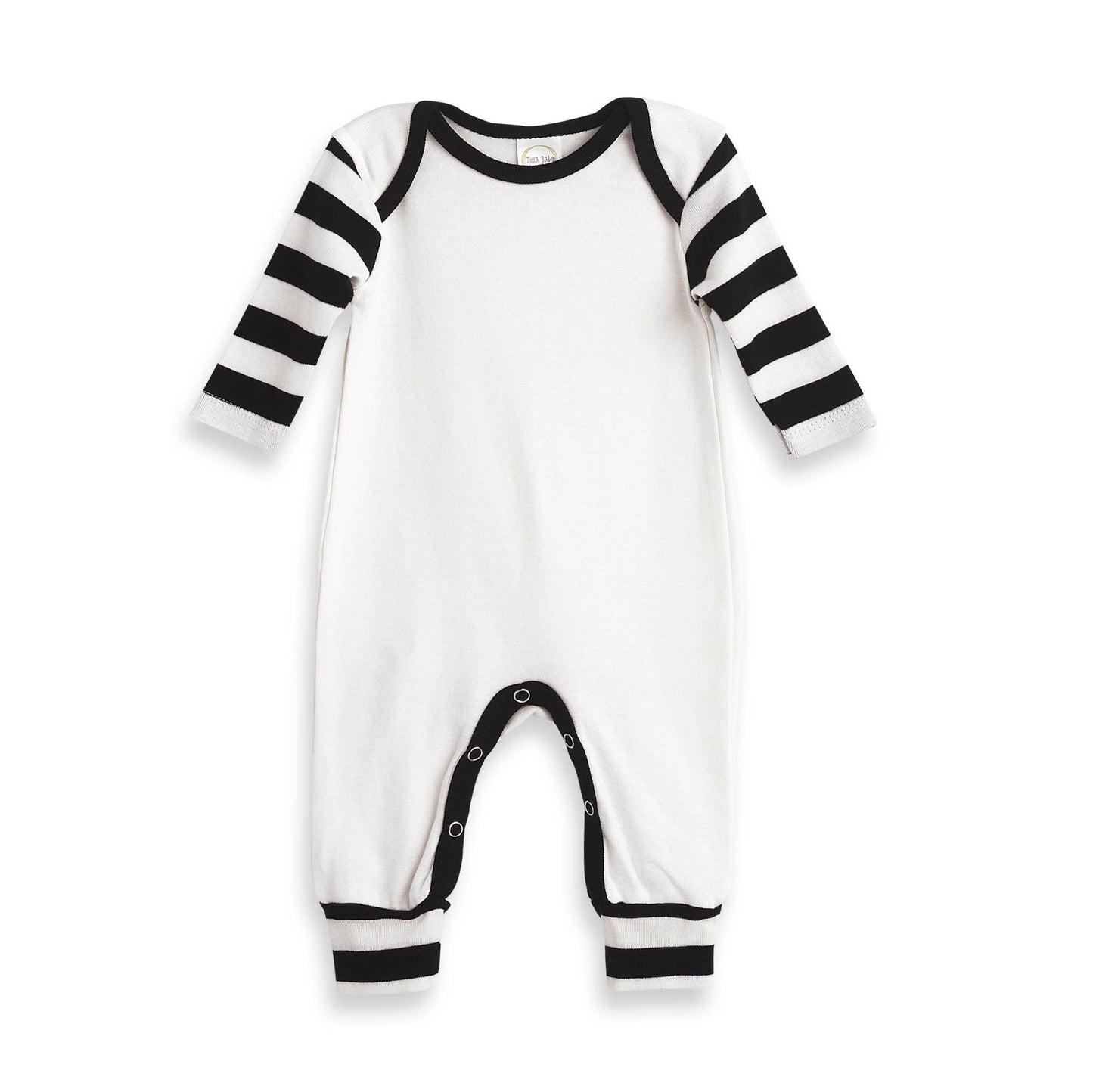 Baby Boy's Stripe Sleeves Cotton Romper: Blue Stripes / NB