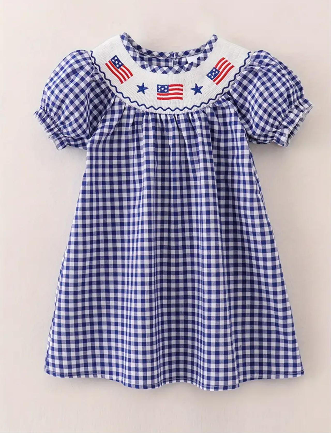 Junior Girls Patriotic American Flag Short Sleeve Dress   2T-7T