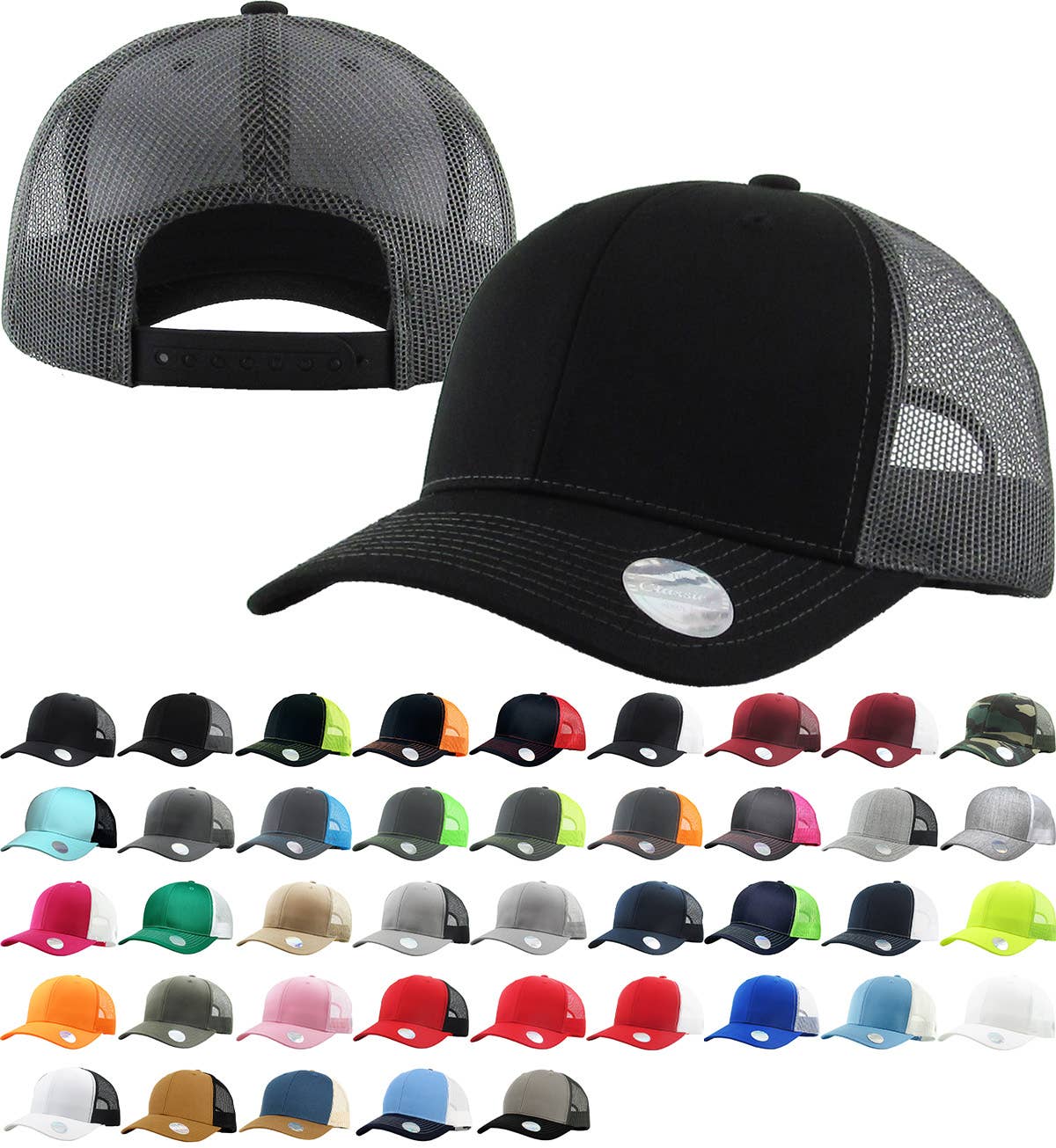 CLASSIC 6 PANEL MESH BACK: DGY-NGRN