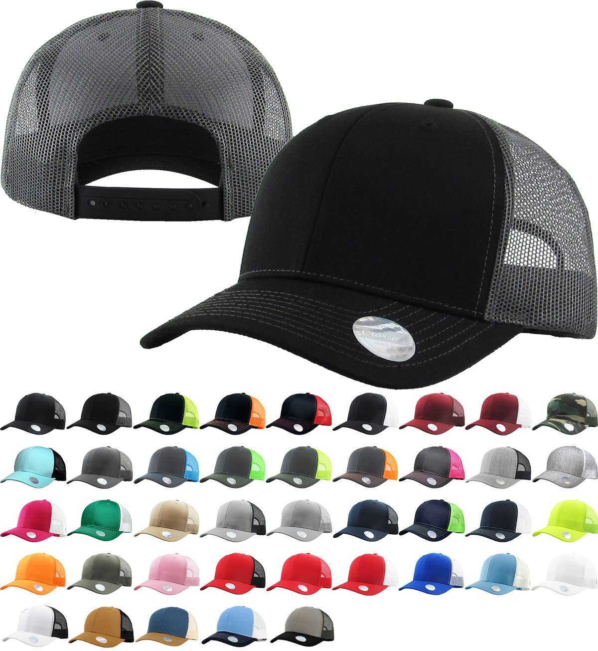 CLASSIC 6 PANEL MESH BACK: LGY-BLK