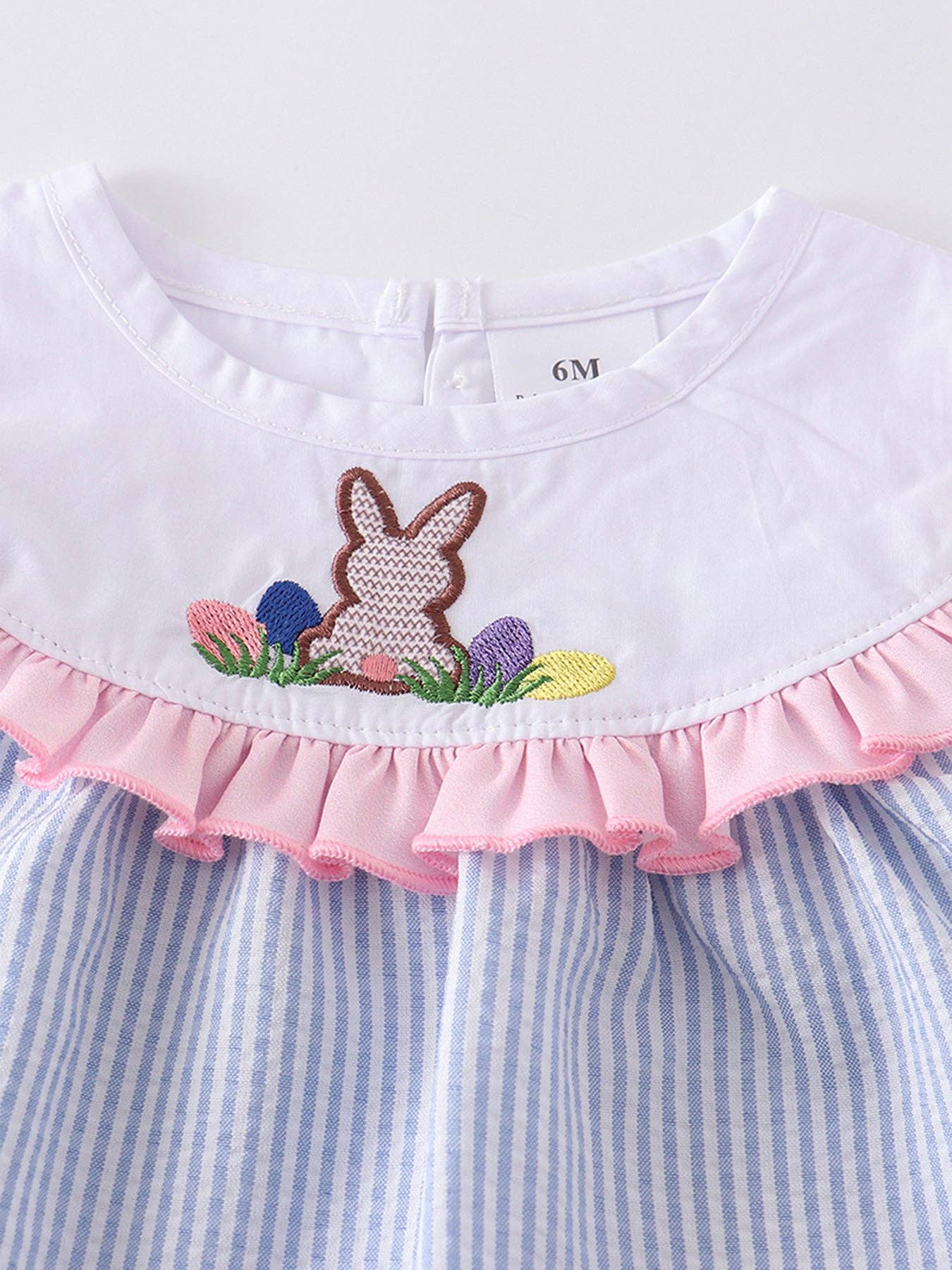 Blue Stripe Rabbit Applique Baby Set: 3M