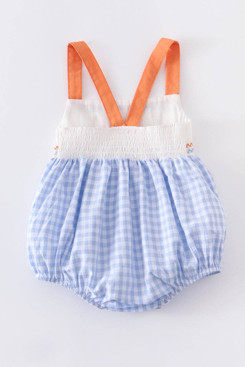Blue Plaid Easter Rabbit Applique Boy Romper: 18M
