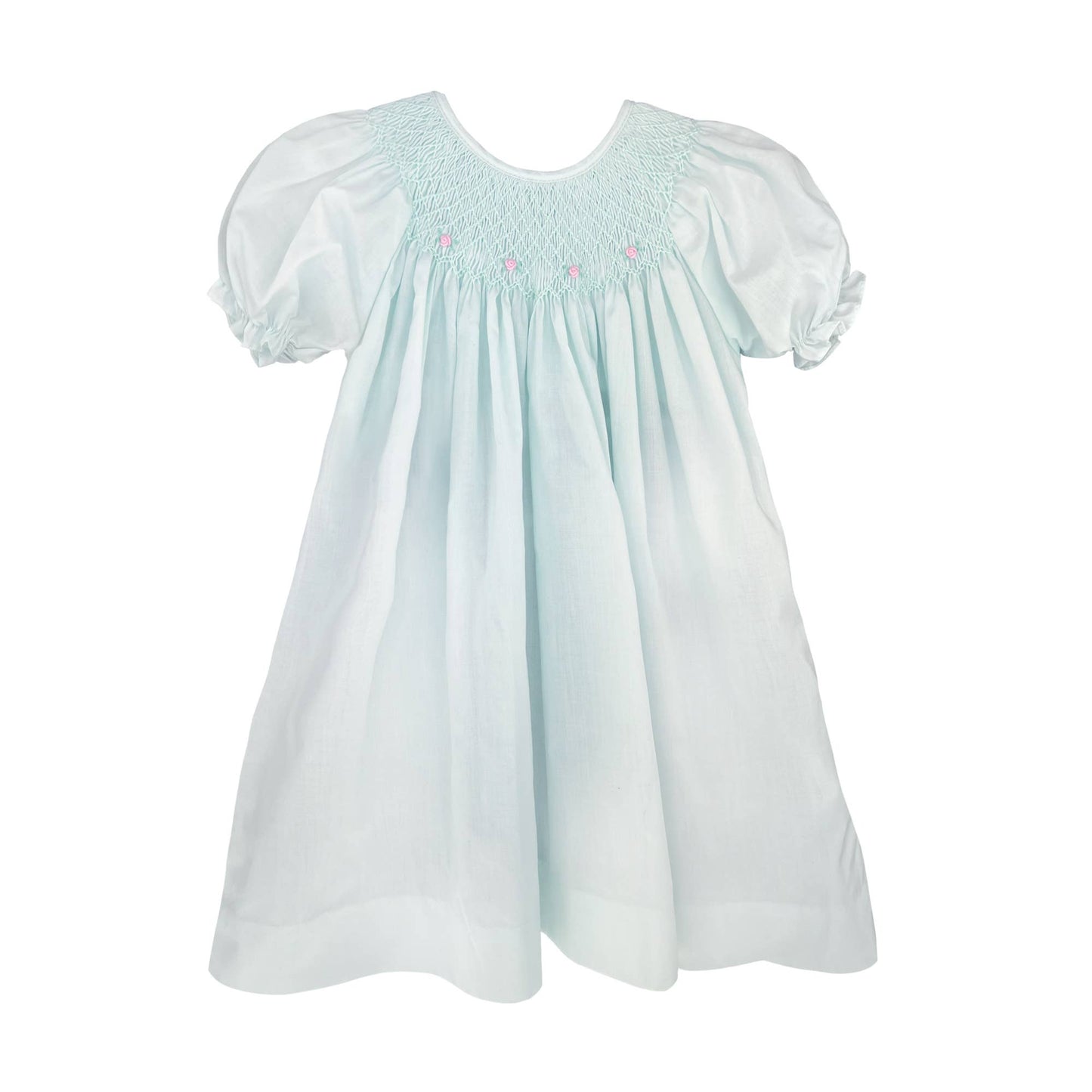 Smocked Daygown with Raglan Embroidery: Newborn / Pink