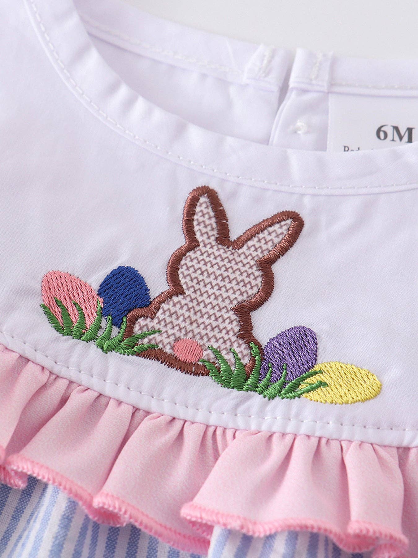 Blue Stripe Rabbit Applique Baby Set: 3M