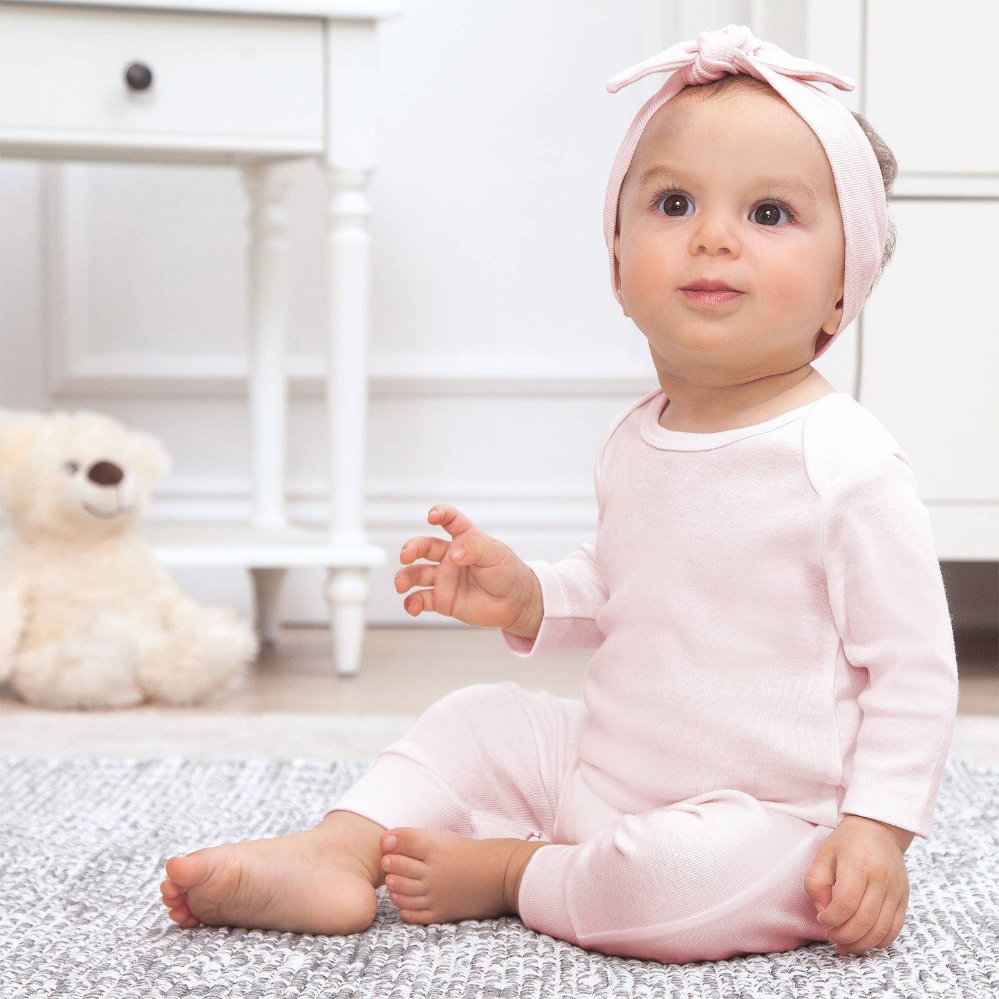 Baby's Ivory & Pink Cotton Romper: Blush / 0-3