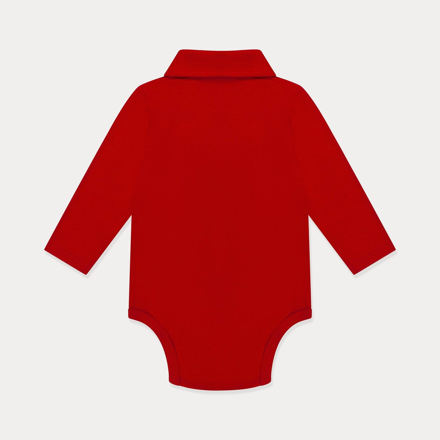 Baby Polo Shirt, Baby Polo Bodysuit, Cotton Long Sleeve: Lava Red / 3-6M