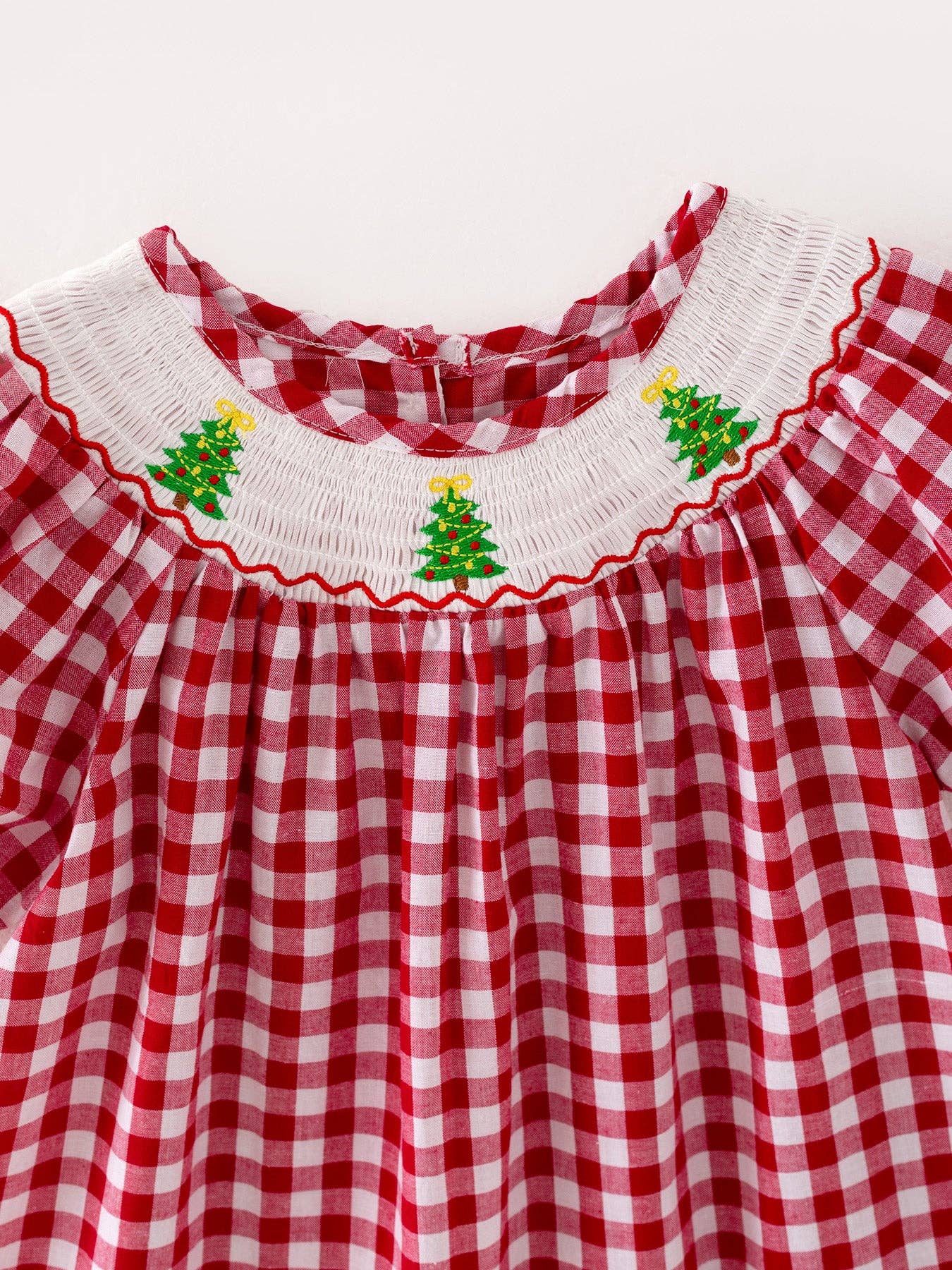 Christmas Tree Smocking Embroidered Girls Dress: 2