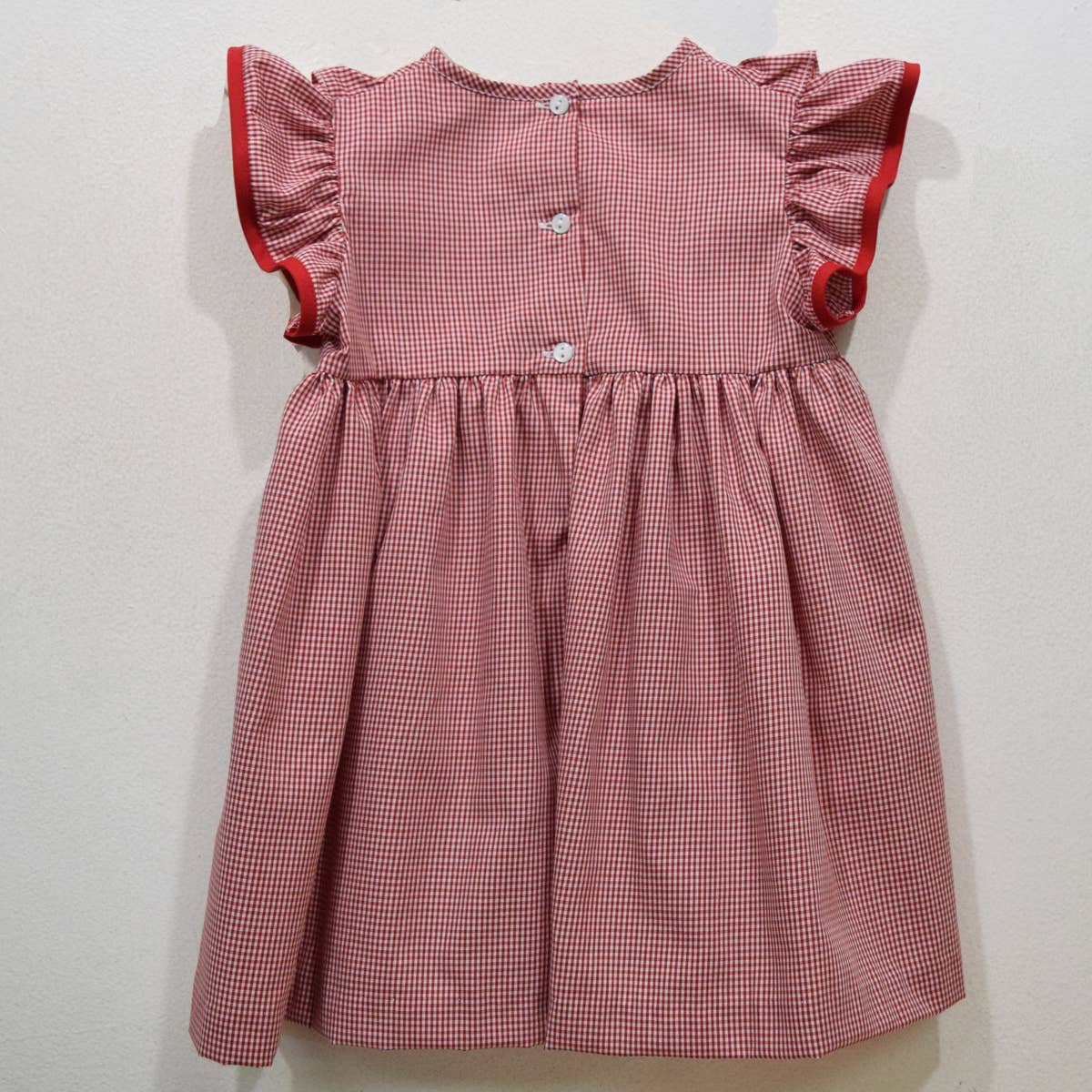 Arkansas Razorbacks Embroidered Red Gingham Ruffle Dress: 2