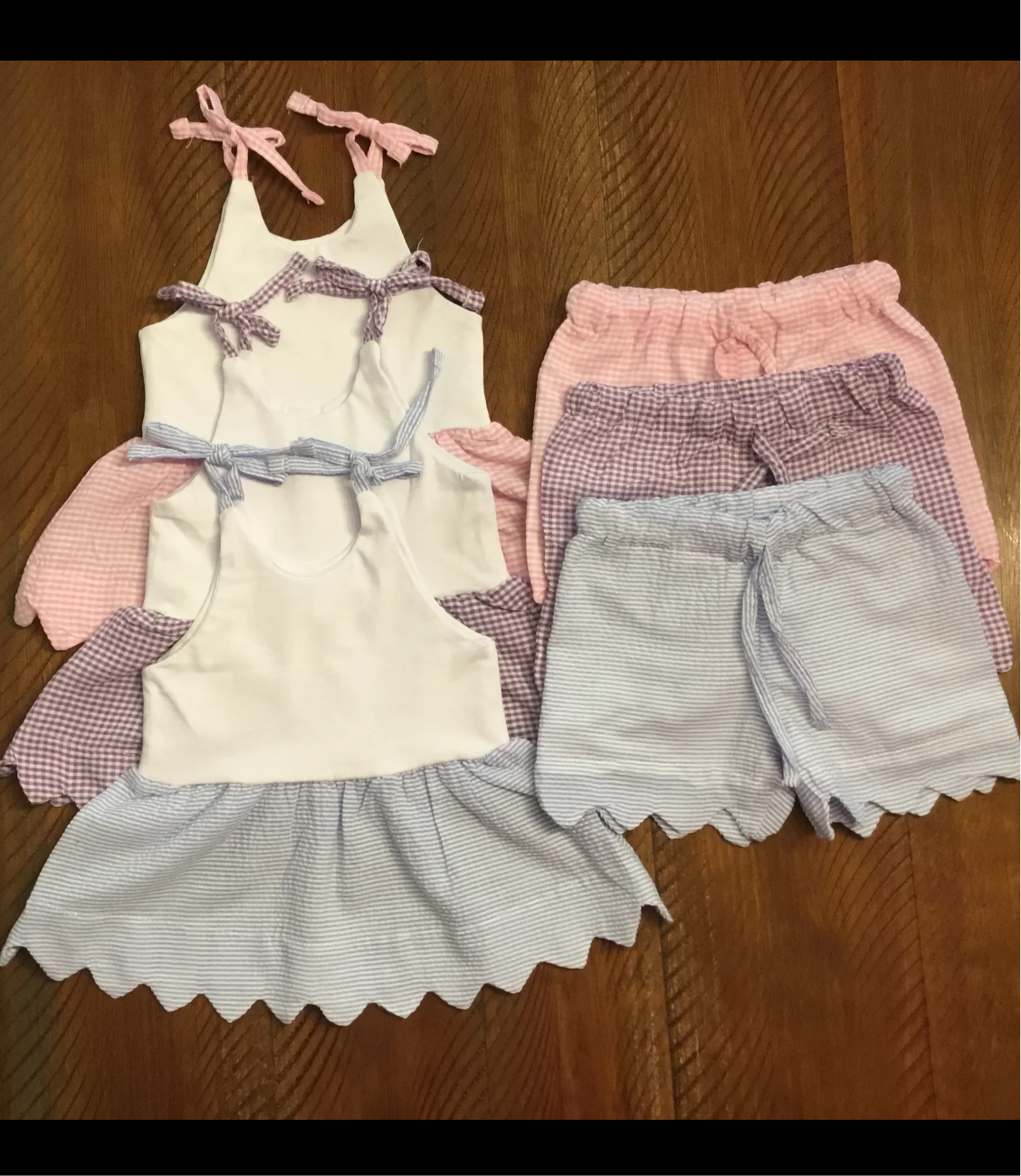 Girls Seersucker Scalloped Top with Shorts