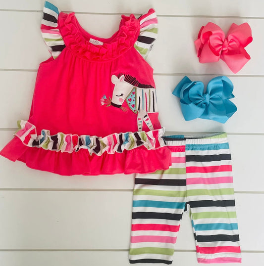 zebra striped rainbow short 2pc 9-12 months