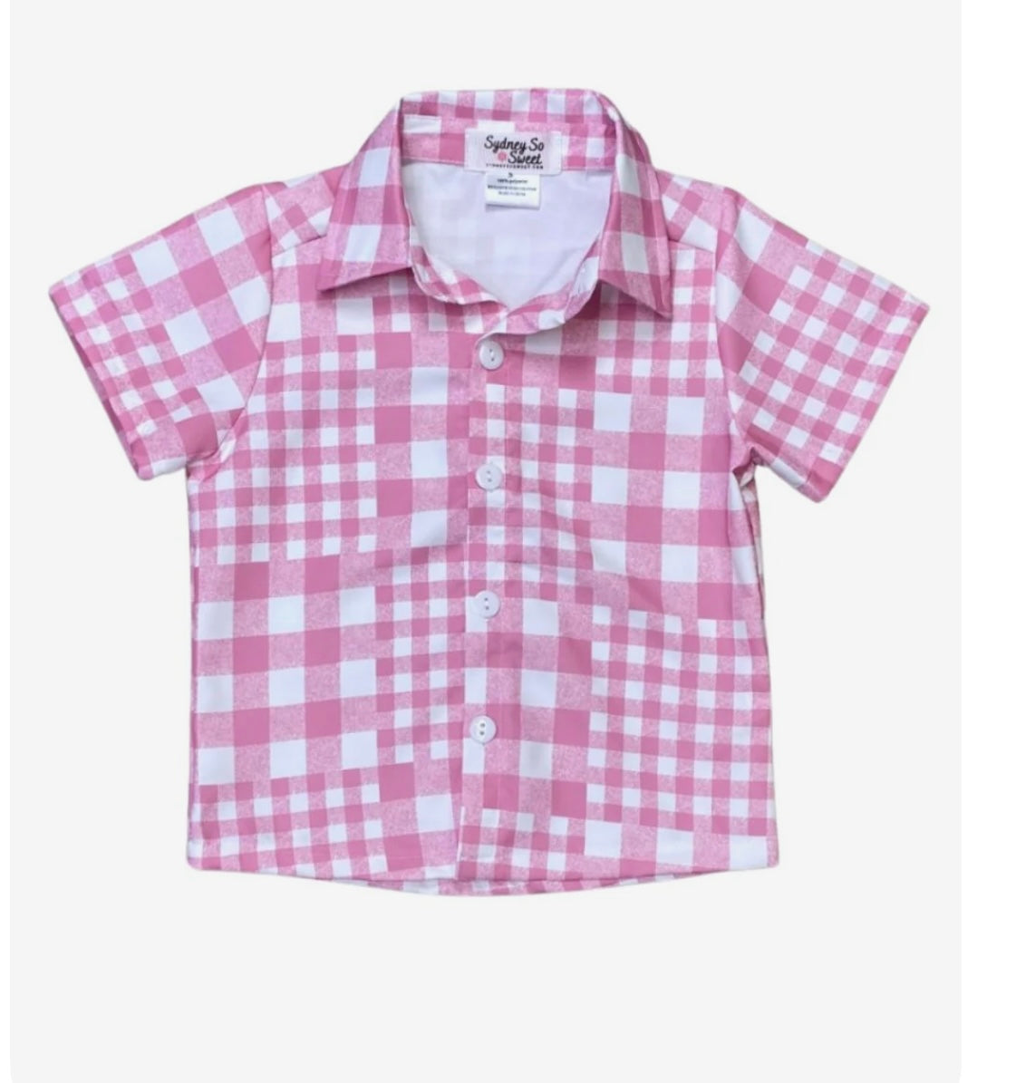 Pink and White Patchwork Plaid Top 2T, 3T