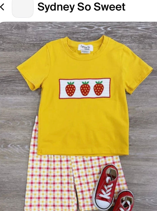 Boy short set/ Strawberry 2T, 4T, 5T