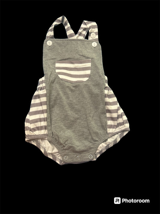 Heather Gray Striped Romper 0-3 months, 3-6 months, 6-12 months